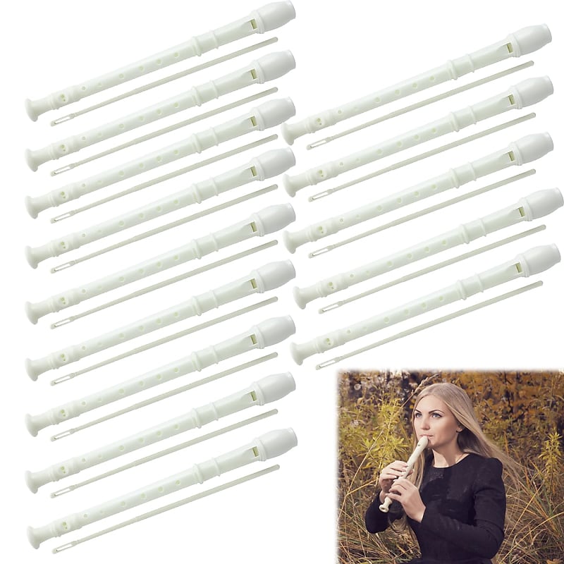 Auteey 8 Hole German Style Descant Soprano Recorder For Beginners, Kids Recorder Music Flute With Gift Case Bag Cleaning Rod (Crystal Green