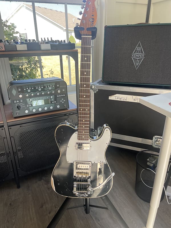 MJT Telecaster Black with double binding Reverb