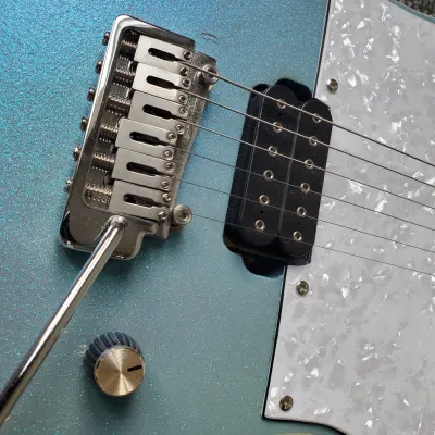 Custom Guitar Single Pickup Light Distress One Off Custom Built 2017 Blue Flake With Nitrocellulose Crackle Finish image 6