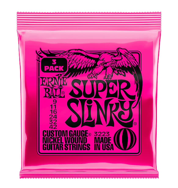 Ernie Ball Guitar Strings Super Slinky 9-42 Nickel Wound 3 Pack 3223 image 1