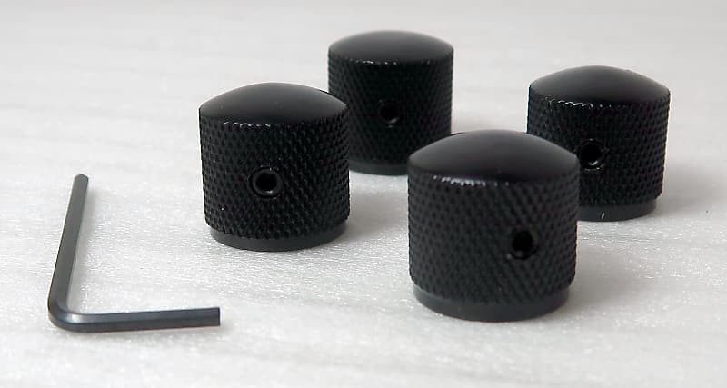 KNOBs Set of 4 Black Dome Set Screw Type + Wrench OLD School | Reverb
