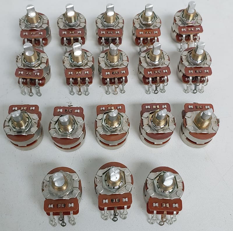 Lot of Eighteen 50714100k Dual Audio Potentiometer Taper Reverb