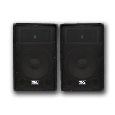 Pair of 15" PA DJ PRO AUDIO Speakers w/ 2 Tripod Stands image 3