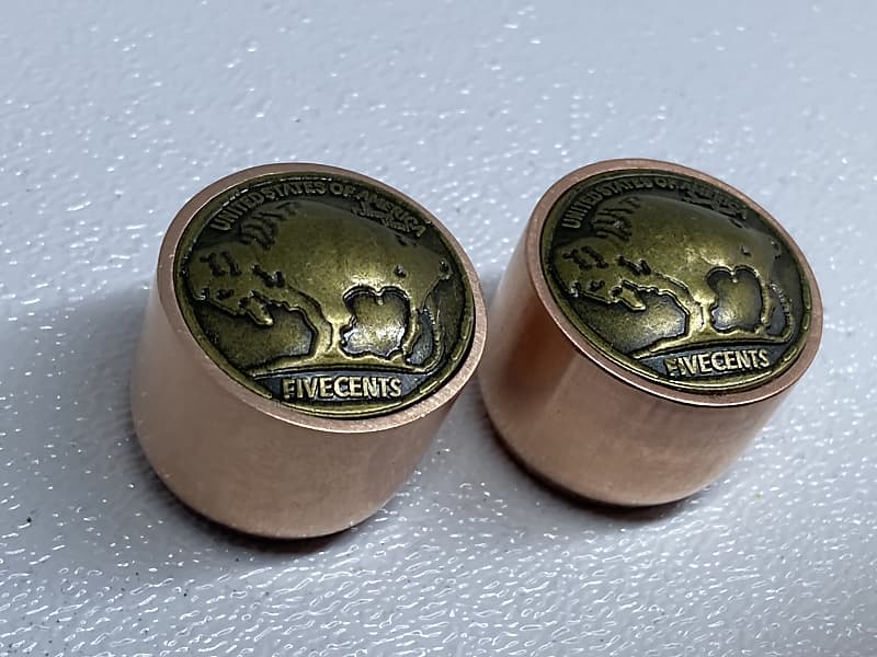Antique copper Indian /buffalo nickel guitar knobs. Reverb