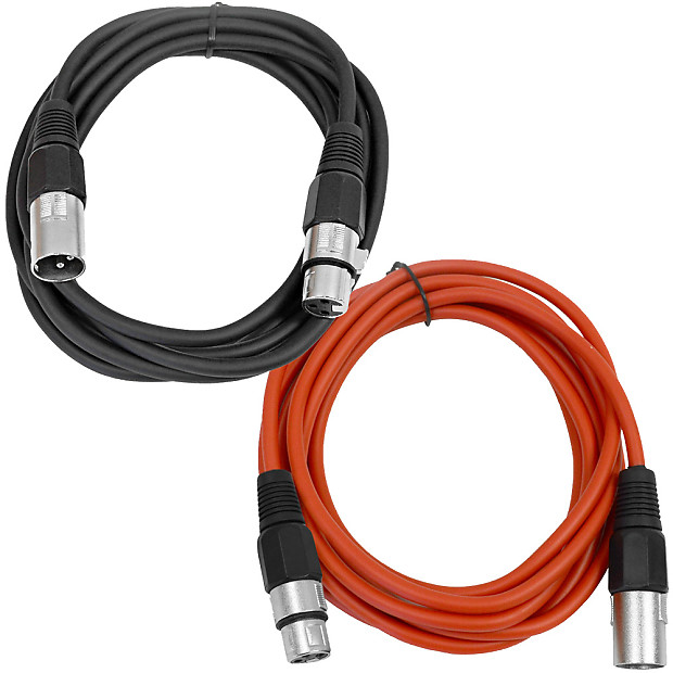 Seismic Audio SAXLX-6-BLACKRED XLR Male to XLR Female Patch Cables - 6' (2-Pack) image 1