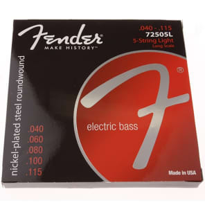 Fender 7250-5L Super Bass Nickel-Plated Steel Long Scale 5-String Light Bass Strings (40-115) image 2