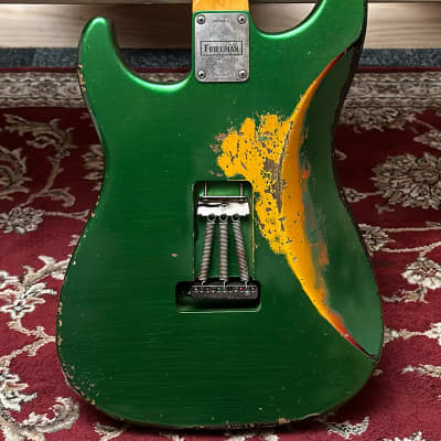 Friedman Vintage S Candy Green Over 3 Tone Burst Electric Guitar - with Hard Case image 13