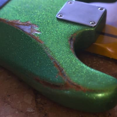 American Fender Stratocaster Relic Green Sparkle HSS image 18