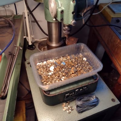 Gibson AGED soft brass 50 thumbwheels + posts for vintage ABR-1 bridge Les Paul Royal Mount 2025 - Nickel image 5