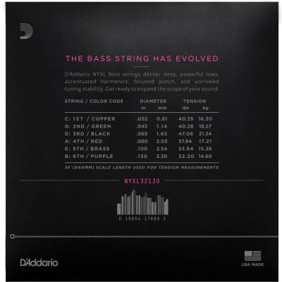 D'Addario NYXL 6-String Bass Guitar Strings | Light image 2