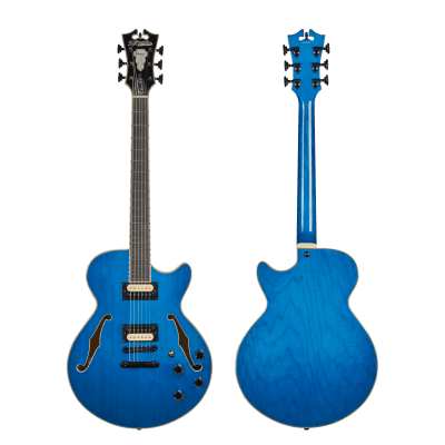 D'Angelico Premier Series SS Fabrizio Sotti Semi-Hollow Electric Guitar Fabrizio Blue, Mint image 4
