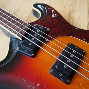 1966 Mosrite Joe Maphis Vintage Hollowbody Electric Bass Guitar Sunburst image 7