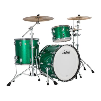 Ludwig Classic Maple 3pc Fab Drum Set Green Sparkle image 1