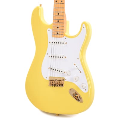 Fender Custom Shop Limited Edition '54 Hardtail Stratocaster Deluxe Closet Classic with Gold Hardware Faded Aged Canary Yellow image 2
