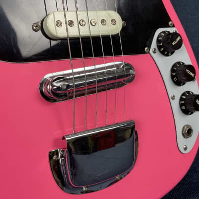 Killer 1970s Cort “Slammer” Mini-Electric Guitar in Nu-Glo Pink - MIJ (Teisco/Harmony H804) image 5