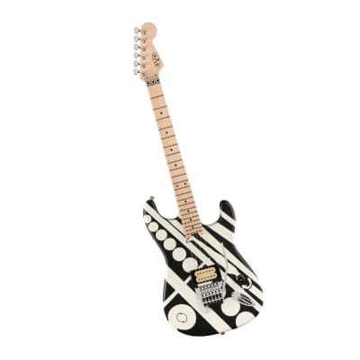 EVH Striped Series Circles 6-String Right-Handed Electric Guitar with Basswood Body and Maple Fingerboard (White and Black) image 3