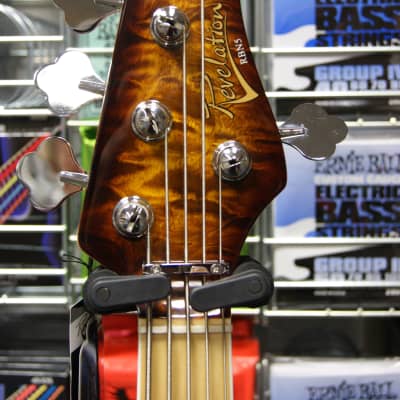 Revelation RBN 5 string bass guitar in quilted maple dark sunburst image 8