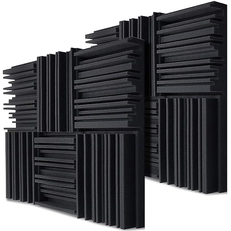  36 Pack Sound Proof Foam Panels with Self-Adhesive, 12 X 12 X 2  Inches Acoustic Panels, High Density Soundproof Wall Panels, Studio Acoustic  Foam Panels for Office,Vocal Room, Bedroom Walls (Black) 