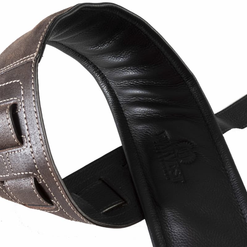 Harvest Fine Leather Black Buffalo Crackle Long Bass Strap