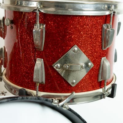 1950s WFL Red Glass Glitter 14x20 9x13 and 16x16 Drum Set image 14