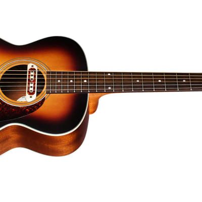 Guild M-240E Troubadour Solid Top Concert Acoustic Guitar W/ DeArmond Boss Pickup, V.Sunburst Satin image 2