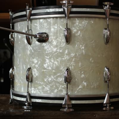1970's Slingerland 'New Rock Outfit' in White Marine Pearl 14x22 16x16 9x13 8x12 image 20