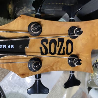Sozo Bass 2018  Schecter Style Maple Burl.  As New, Killer 4 String Big Mojo. image 6
