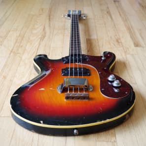 1966 Mosrite Joe Maphis Vintage Hollowbody Electric Bass Guitar Sunburst image 13
