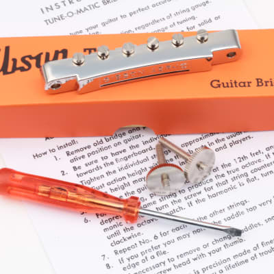 Gibson Nonwired ABR-1 Bridge Nickel with CNC notched Saddles and Orange Repro Box image 3