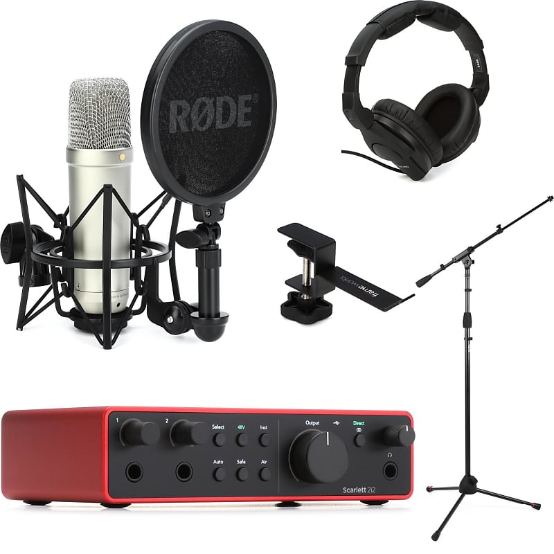 Focusrite Scarlett 2i2 4th Gen USB Audio Interface and Rode NT1 Microphone  Bundle - Silver