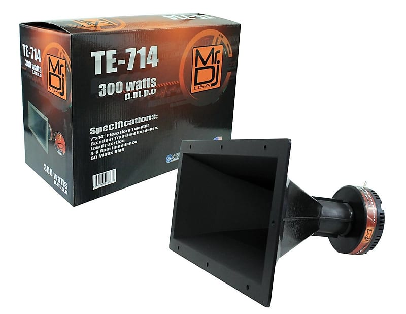 MR DJ TE-714 7"X14" 300 WATTS PRO AUDIO PA/DJ WIDE DISPERSION SCREW-ON TYPE PIEZO SPEAKER HORN TWEETER