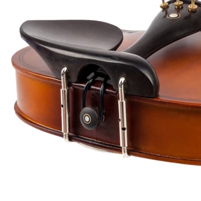 Glarry 4/4 Solid Wood EQ Violin Case Bow Violin Strings Shoulder Rest Electronic Tuner Connecting Wire Cloth 2020s - Matte image 6