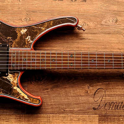 Guitarporn - This is insane! Zerberus Nemesis model with a top made of 0.2" real Black&Gold Marble image 8