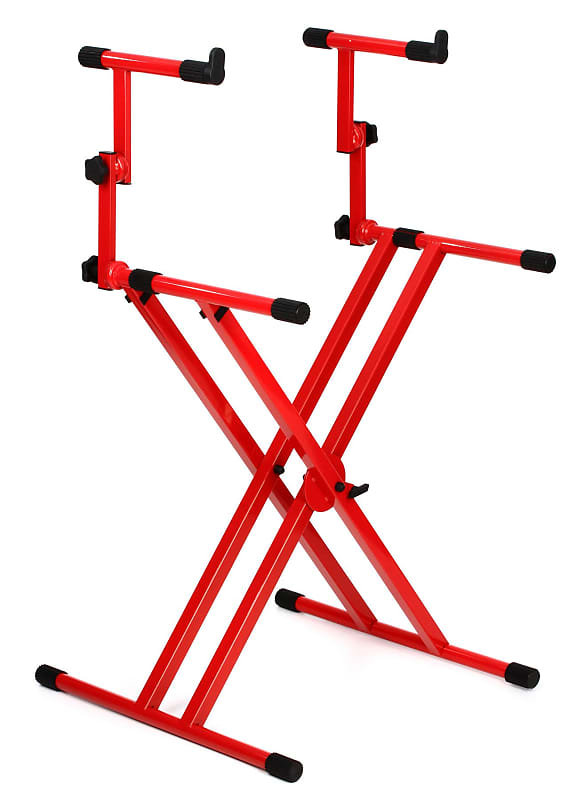 Gator Frameworks GFW-KEY-5100XRED Deluxe 2-Tier X-Style Keyboard Stand - Nord Red image 1