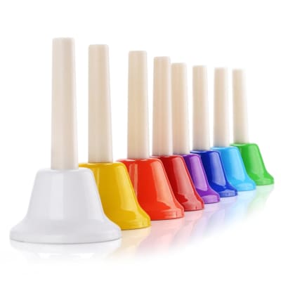 Hand Bells Set 8 Note Handbells Set Colorful Diatonic Metal Bells Musical Toy Percussion For Kids Toddlers Children Musical Teaching Church Chorus Wedding Family Party image 1