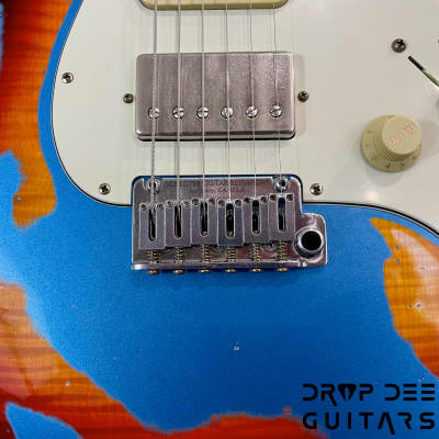 Schecter USA Custom Shop Nick Johnston Traditional Electric Guitar w/ Case-Lake Placid Blue over 3-Tone Sunburst (Heavy Relic) image 7