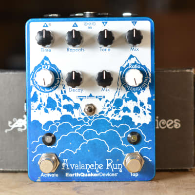 EarthQuaker Devices Avalanche Run Stereo Reverb & Delay with Tap Tempo 2016 - 2017 - Blue Sparkle / White Print for sale