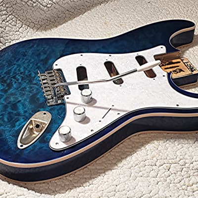 USA made,Double bound Alder body in Blueberry clouds with beautiful quilt maple top.Made for a Strat body# BBC-1. image 9