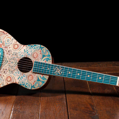 Lindo Sahara Nylon Strings Electro Acoustic Travel Guitar | BS3M Mic Piezo Blend Preamp / LCD / EQ / Tuner | Nautical Star 12th Fret Inlay | Graphic Art Finish | 20th Anniversary Special Edition image 6