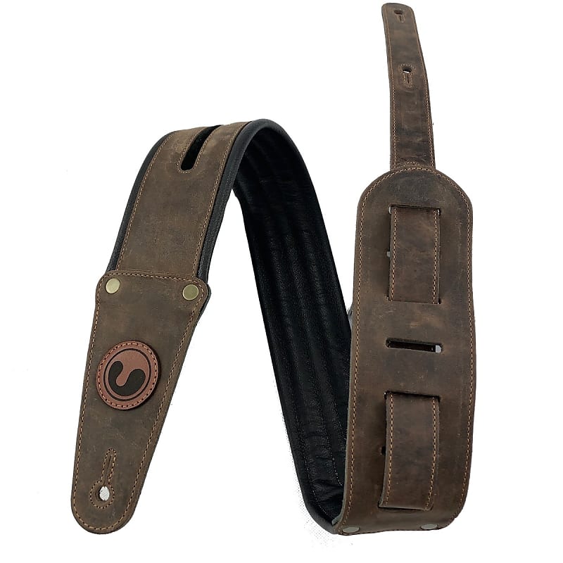 Premium Padded Leather Guitar Strap, for Electric and Bass, SADDLE BROWN