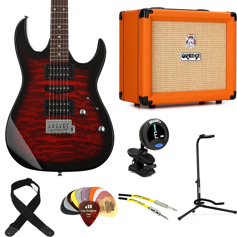 Ibanez Gio GRX70QA Electric Guitar and Orange Crush 20 Amp