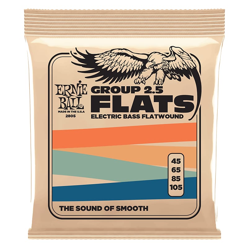 Ernie Ball Group 2.5 Stainless Steel Flatwound Electric Bass Strings, 45-105 Gauge, 4-String Set image 1
