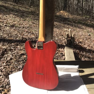 Slow Train Guitars Pinecaster partscaster with Cavalier Pickups and Warmoth neck Bell Buckle Red image 3