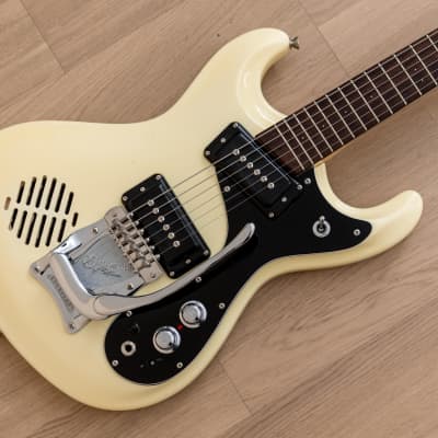 1990s Mosrite Ventures Model Travel Guitar 3/4 Size Body Pearl White Built-In-Amp, Kurokumo image 1