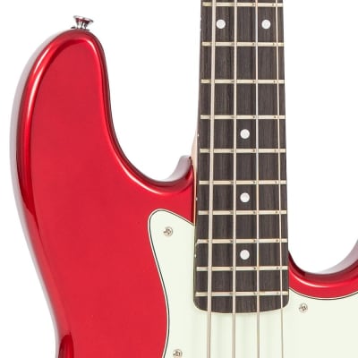 Vintage VJ74 ReIssued Bass Guitar ~ Candy Apple Red image 5