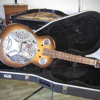 Immagine 1960s Dobro Resophonic Square-Neck Guitar Rudy Dopyera Made Long Beach CA All Original Sunburst - 25