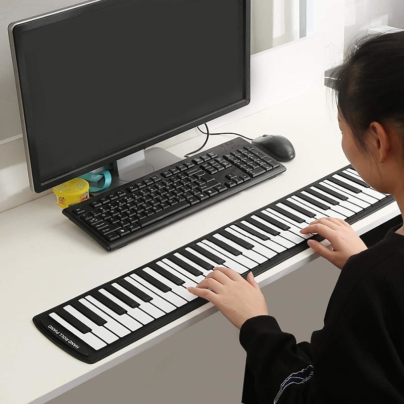 Roll Up Piano,Portable 61-Keys Roll Up Soft Silicone Flexible