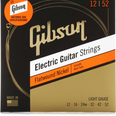 Gibson Accessories SEG-FW12 Flatwound Electric Guitar Strings - .012-.052 Light Gauge image 1