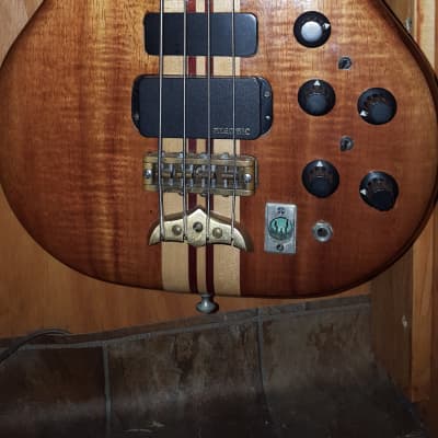Alembic Series 1 Short scale bass 1979 Koa top. w/original Blue Alembic case.Additional Price Drop. image 3