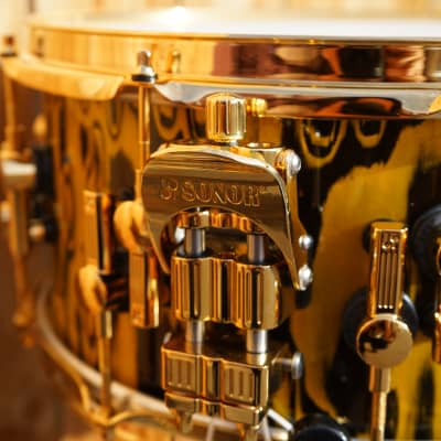 SONOR SQ2 Yellow Tribal/Ebony Heavy Beech Shell | Gold Plated Hardware | 6.5" x 14" Exotic Snare image 3